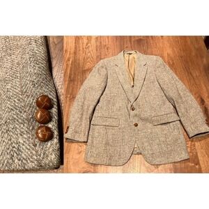 Harris Tweed Mens Blazer Jacket 40R Pure Scottish Wool Unstructured Herringbone